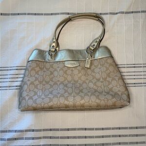 NOT FOR SALE Coach Beige and Metallic Shoulder Bag